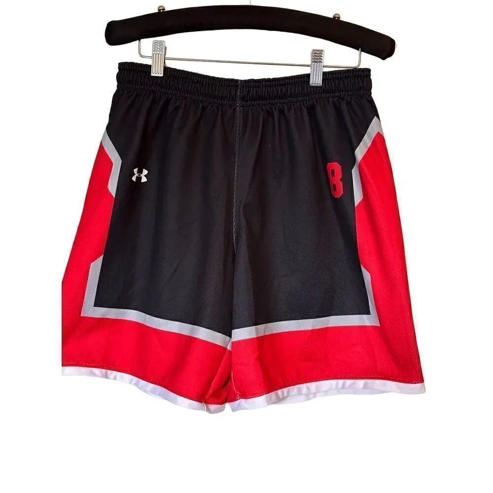 Under Armour Shorts Black w/Red & White Size W-M 21